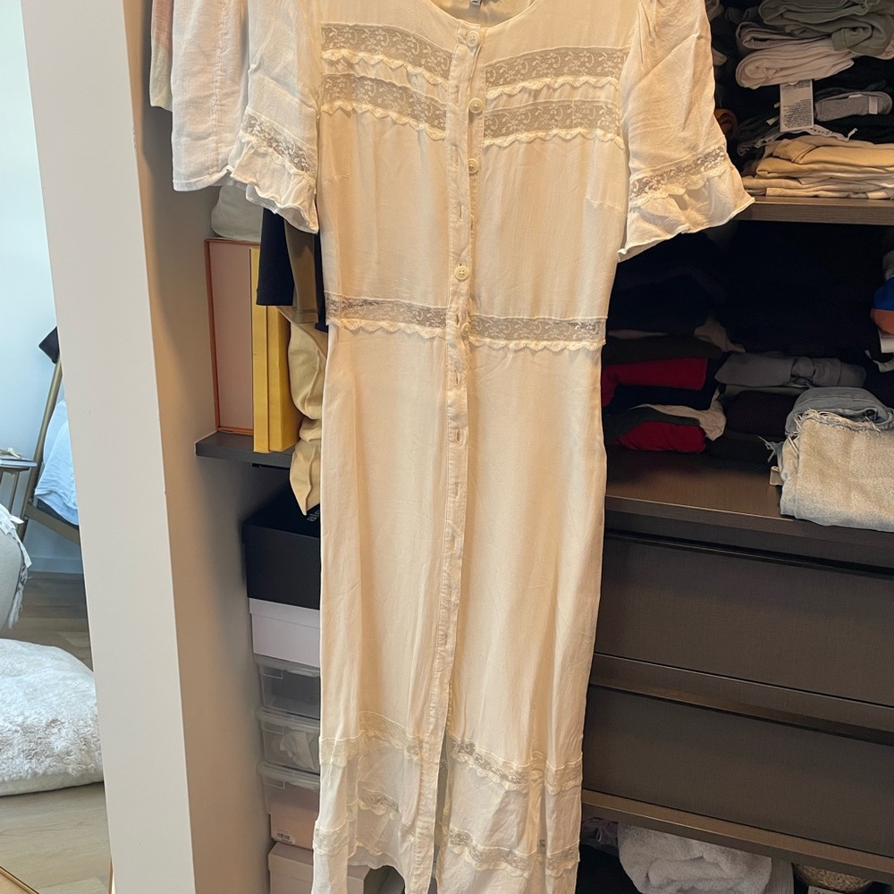 Elegant Cream Lace Button-Down Dress REFORMATION
